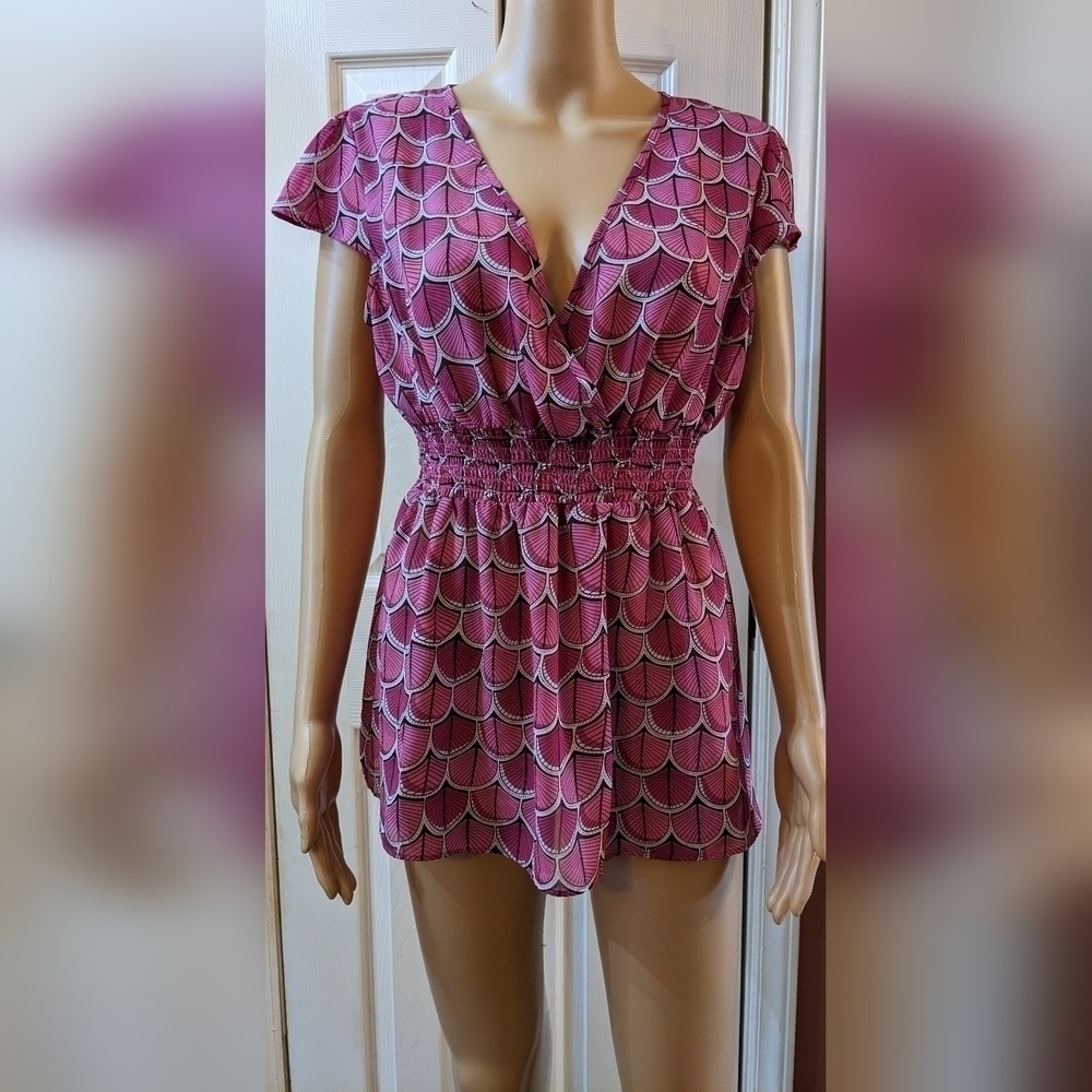 pre-owned apt.9 short sleeve pink shirt size large, TC